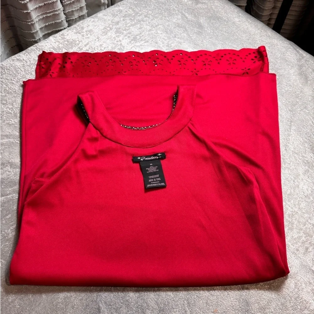 Xtraordinary Scarlet Dress with Glittering Silver Trim